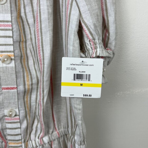 NWT Rafaella Women's Natural Striped Off Shoulder Wide Leg Jumpsuit Size M - Picture 4 of 8